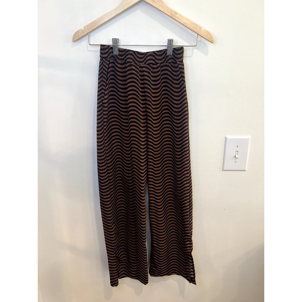 H&M Brown Black Wavy Stripe Wide Leg Pants Size 10-11Y